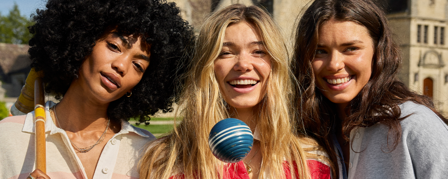 Three friends on campus